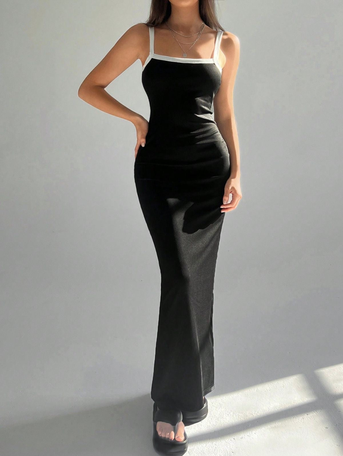 long dress with white line