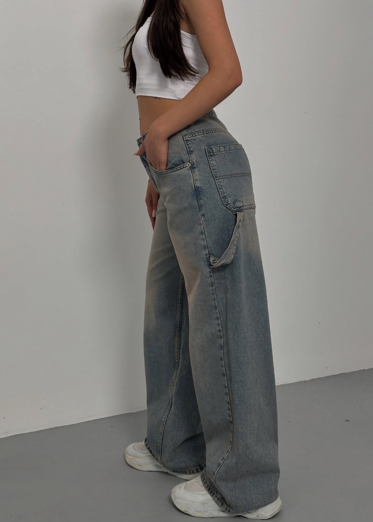 unisex washed jeans
