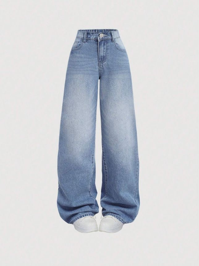 blue plain baggy jeans