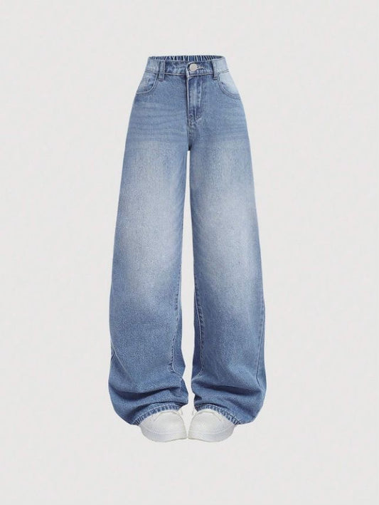 blue plain baggy jeans