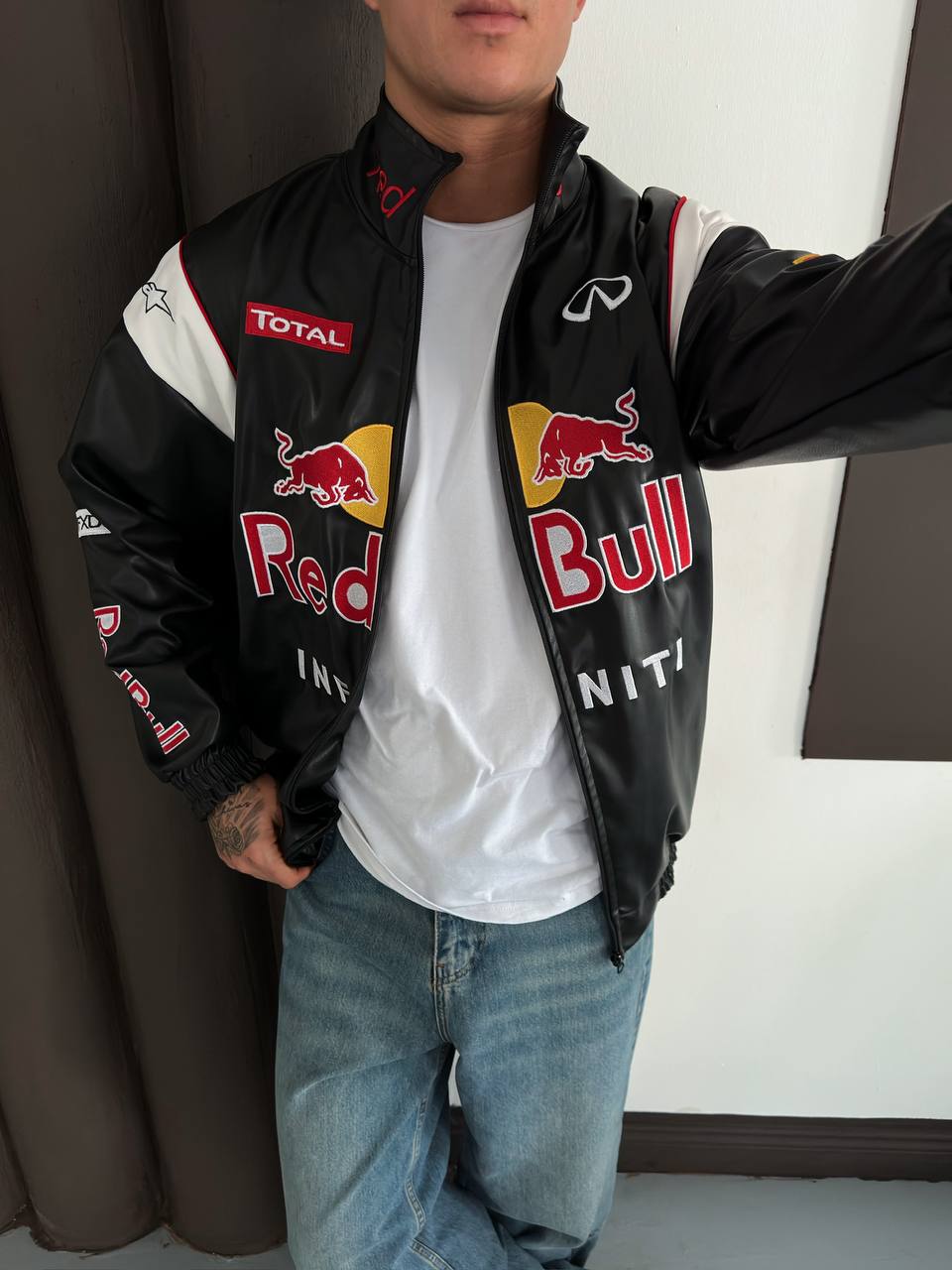 leather redbull jacket